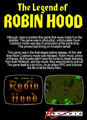 Legend of Robin Hood, The (USA) (Proto) box cover back